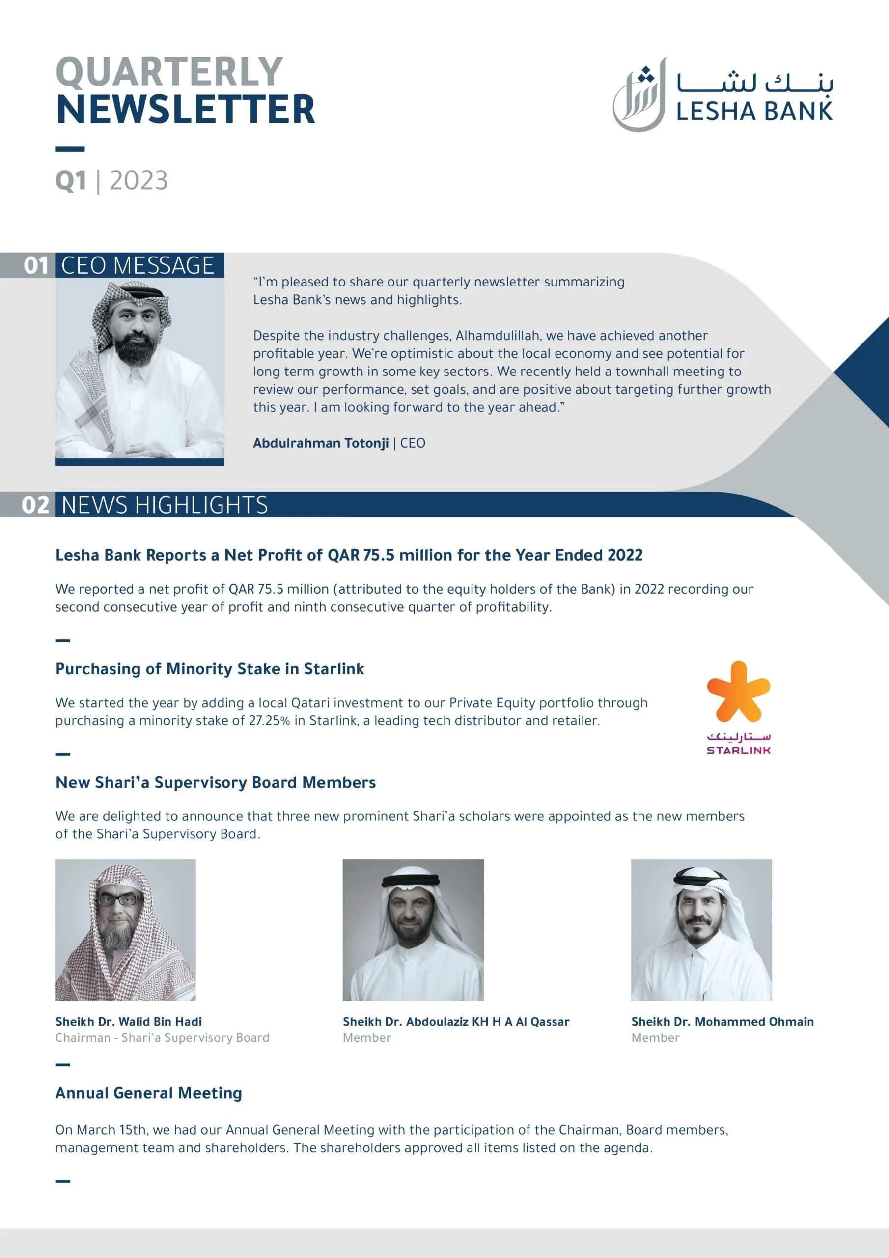 Newsletter Q1 - 2023